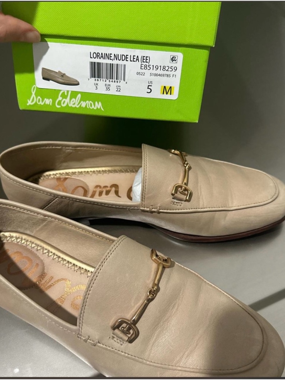 Sam Edelman Loraine Nude Leather Loafers - Women's Nude Sz 5